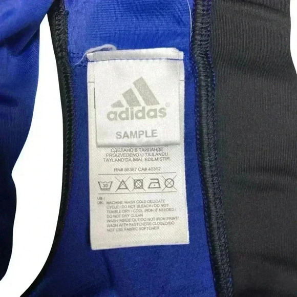 adidas Racerback Blue Sports Bra ClimaLite Metallic Logo Women's Small - Picture 4 of 5